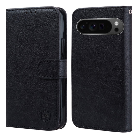 For Google Pixel 9 Pro XL Skin Feeling Oil Leather Texture PU + TPU Phone Case(Black) - Google Cases by buy2fix | Online Shopping UK | buy2fix