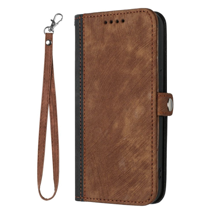 For Motorola Moto G Power 5G 2024 Side Buckle Double Fold Hand Strap Leather Phone Case(Brown) - Motorola Cases by buy2fix | Online Shopping UK | buy2fix