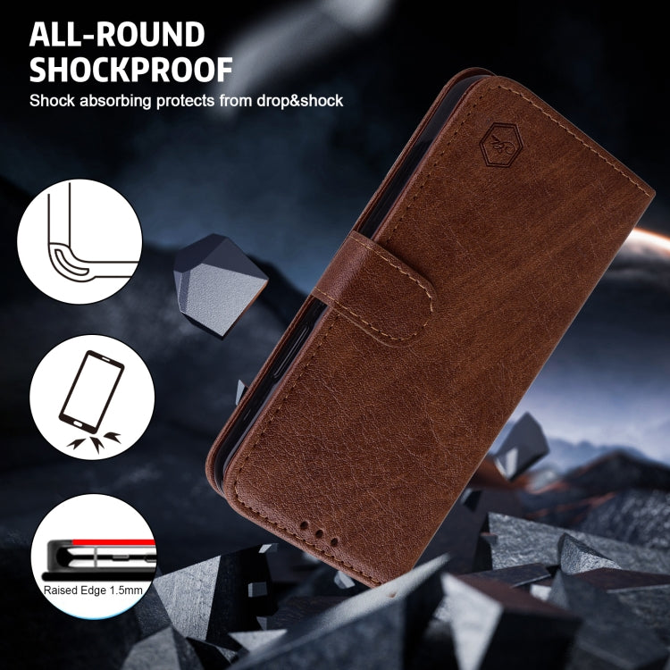 For iPhone 16 Pro Skin Feeling Oil Leather Texture PU + TPU Phone Case(Brown) - iPhone 16 Pro Cases by buy2fix | Online Shopping UK | buy2fix