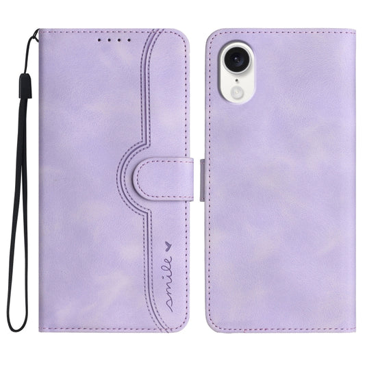 For iPhone SE 2024 Heart Pattern Skin Feel Leather Phone Case(Purple) - More iPhone Cases by buy2fix | Online Shopping UK | buy2fix