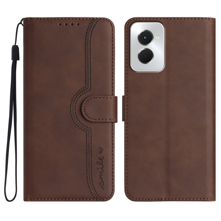 For Motorola Moto G Power 5G 2024 Heart Pattern Skin Feel Leather Phone Case(Brown) - Motorola Cases by buy2fix | Online Shopping UK | buy2fix