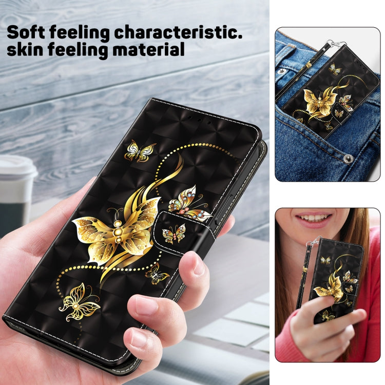 For iPhone 16 Pro Max 3D Painted Leather Phone Case(Golden Swallow Butterfly) - iPhone 16 Pro Max Cases by buy2fix | Online Shopping UK | buy2fix