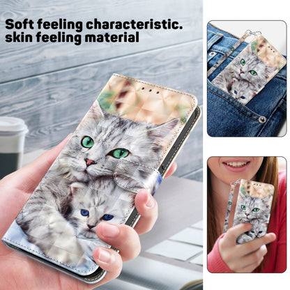 For iPhone 16 Pro 3D Painted Leather Phone Case(Two Loving Cats) - iPhone 16 Pro Cases by buy2fix | Online Shopping UK | buy2fix