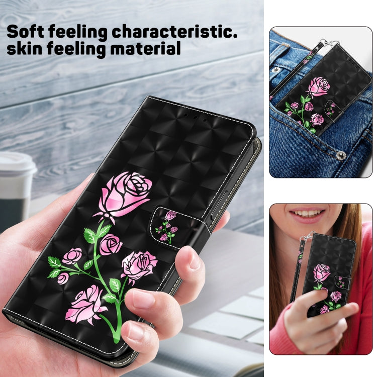 For iPhone 16 Pro 3D Painted Leather Phone Case(Rose) - iPhone 16 Pro Cases by buy2fix | Online Shopping UK | buy2fix