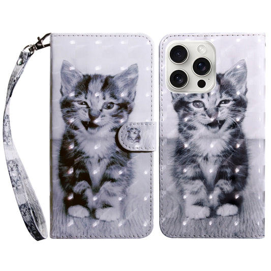 For iPhone 16 Pro 3D Painted Leather Phone Case(Smile Cat) - iPhone 16 Pro Cases by buy2fix | Online Shopping UK | buy2fix