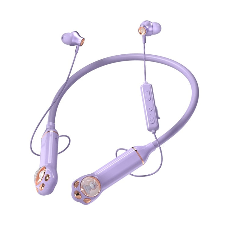 K1692 Meow Planet Neck-mounted Noise Reduction Sports Bluetooth Earphones(Purple) - Neck-mounted Earphone by buy2fix | Online Shopping UK | buy2fix