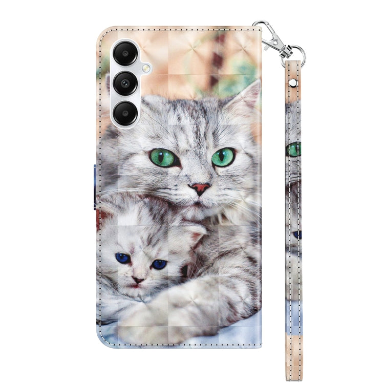 For Samsung Galaxy A05s 3D Painted Leather Phone Case(Two Loving Cats) - Galaxy Phone Cases by buy2fix | Online Shopping UK | buy2fix