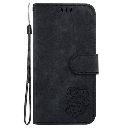 For Motorola Moto G Play 4G 2024 Little Tiger Embossed Leather Phone Case(Black) - Motorola Cases by buy2fix | Online Shopping UK | buy2fix