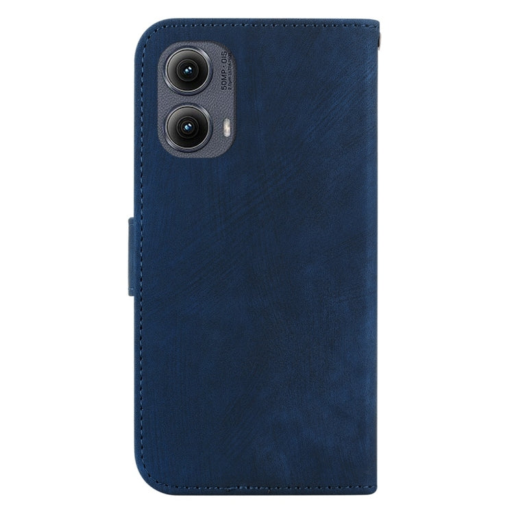 For Motorola Edge 2024 Little Tiger Embossed Leather Phone Case(Dark Blue) - Motorola Cases by buy2fix | Online Shopping UK | buy2fix