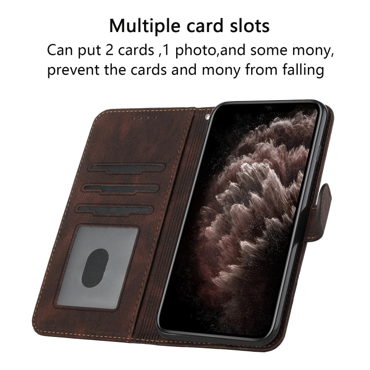 For iPhone SE 2024 Cubic Skin Feel Flip Leather Phone Case(Brown) - More iPhone Cases by buy2fix | Online Shopping UK | buy2fix