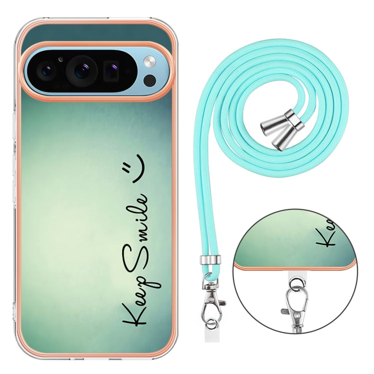 For Google Pixel 9 / 9 Pro Electroplating Dual-side IMD Phone Case with Lanyard(Smile) - Google Cases by buy2fix | Online Shopping UK | buy2fix