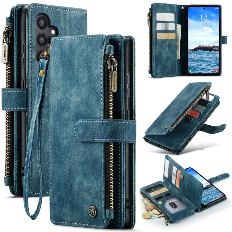 For Samsung Galaxy S24+ 5G CaseMe C30 Card Slots Zipper Wallet Leather Phone Case(Blue) - Galaxy S24+ 5G Cases by CaseMe | Online Shopping UK | buy2fix