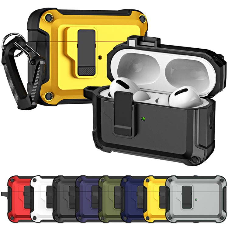 For AirPods Pro 2 TPU + PC Wireless Bluetooth Earphone Protective Case with Switch Lock & Hook(Yellow) - For AirPods Pro 2 by buy2fix | Online Shopping UK | buy2fix