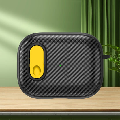 For AirPods Pro Carbon Fiber Texture Wireless Earphones Case with Security Lock(Yellow) - For AirPods Pro by buy2fix | Online Shopping UK | buy2fix