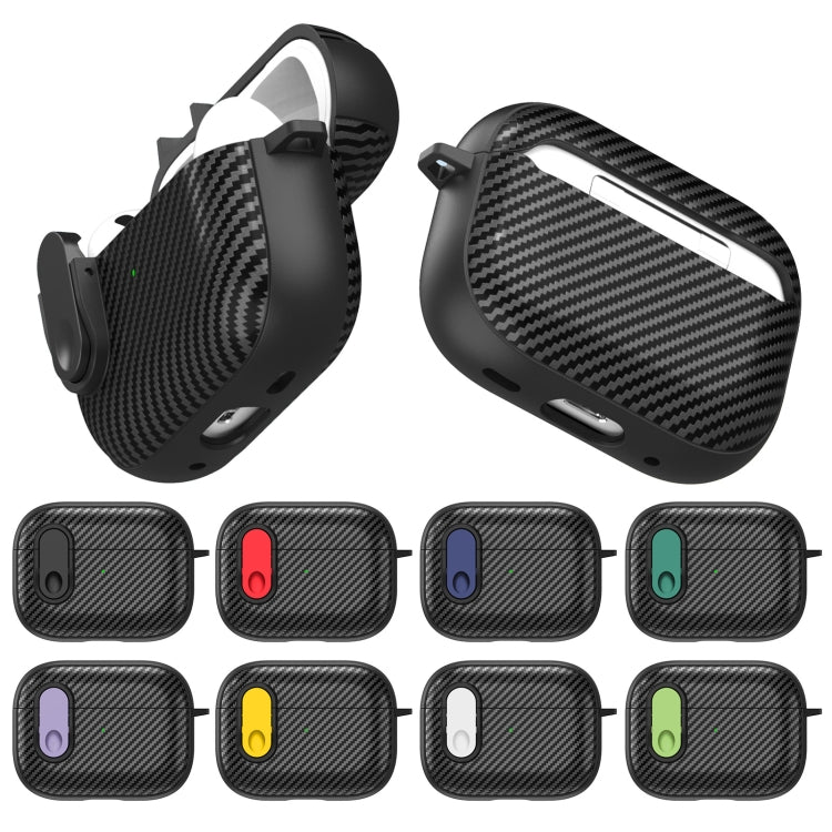 For AirPods 2 / 1 Carbon Fiber Texture Wireless Earphones Case with Security Lock(Yellow) - For AirPods 1/2 by buy2fix | Online Shopping UK | buy2fix