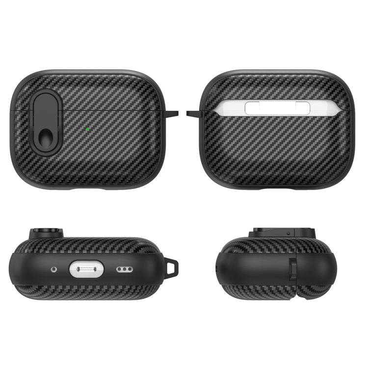 For AirPods Pro Carbon Fiber Texture Wireless Earphones Case with Security Lock(Green) - For AirPods Pro by buy2fix | Online Shopping UK | buy2fix