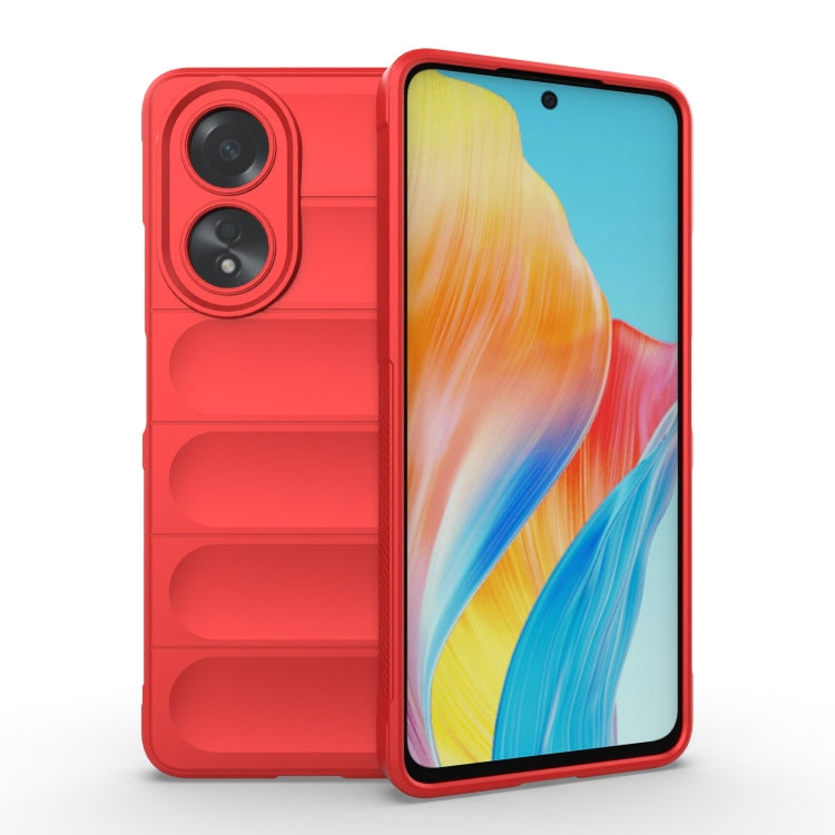 For OPPO A58 4G Global Magic Shield TPU + Flannel Phone Case(Red) - OPPO Cases by buy2fix | Online Shopping UK | buy2fix