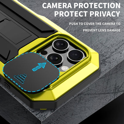 For iPhone 16 Pro Max R-JUST Sliding Camera IP54 Life Waterproof Holder Phone Case(Yellow) - iPhone 16 Pro Max Cases by R-JUST | Online Shopping UK | buy2fix