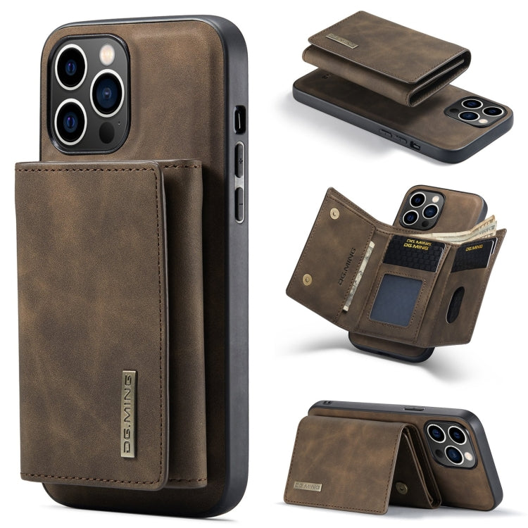 For iPhone 15 Pro DG.MING M1 Series 3-Fold Multi Card Wallet Leather Phone Case(Coffee) - iPhone 15 Pro Cases by DG.MING | Online Shopping UK | buy2fix