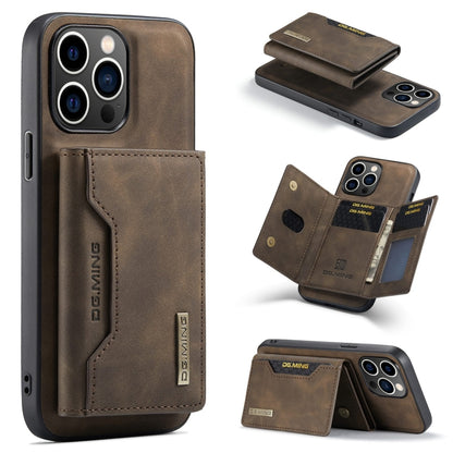 For iPhone 15 Pro Max DG.MING M2 Series 3-Fold Card Bag Wallet Leather Phone Case(Coffee) - iPhone 15 Pro Max Cases by DG.MING | Online Shopping UK | buy2fix