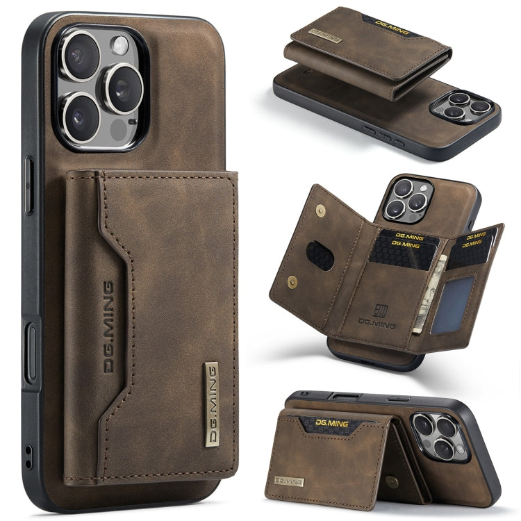 For iPhone 16 Pro DG.MING M2 Series 3-Fold Card Bag Wallet Leather Phone Case(Coffee) - iPhone 16 Pro Cases by DG.MING | Online Shopping UK | buy2fix