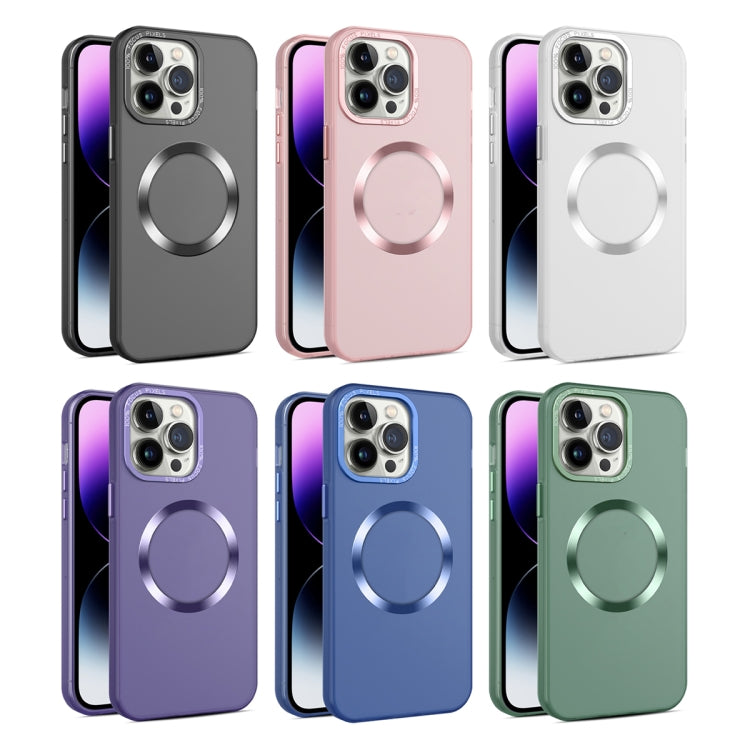 For iPhone 15 Pro Max CD Texture MagSafe Frosted Translucent Phone Case(Dark Purple) - iPhone 15 Pro Max Cases by buy2fix | Online Shopping UK | buy2fix