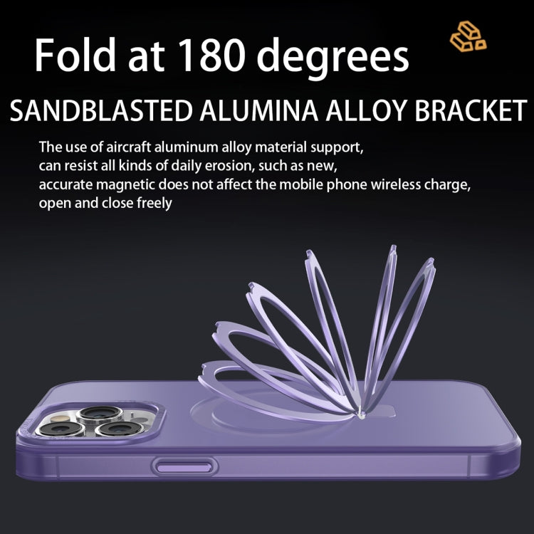 For iPhone 11 Pro MagSafe Metal Holder Frosted Translucent Phone Case(Royal Blue) - iPhone 11 Pro Max Cases by buy2fix | Online Shopping UK | buy2fix