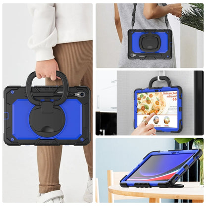 For Samsung Galaxy Tab S9 D Type Silicone Hybrid PC Tablet Case with Handle Holder(Blue PC) - Galaxy Tab S9 Cases by buy2fix | Online Shopping UK | buy2fix