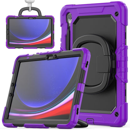 For Samsung Galaxy Tab S9 D Type Silicone Hybrid PC Tablet Case with Handle Holder(Purple) - Galaxy Tab S9 Cases by buy2fix | Online Shopping UK | buy2fix