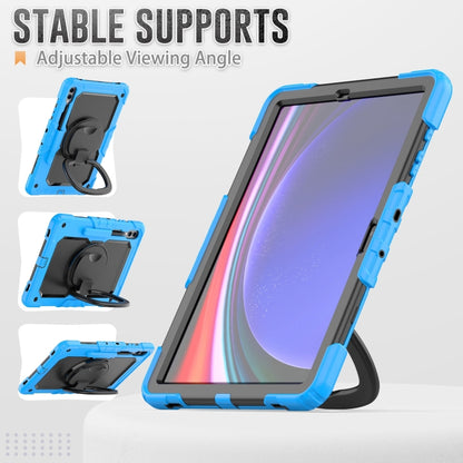 For Samsung Galaxy Tab S9+ D Type Silicone Hybrid PC Tablet Case with Handle Holder(Light Blue) - Galaxy Tab S9+ Cases by buy2fix | Online Shopping UK | buy2fix