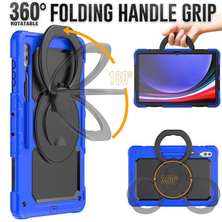 For Samsung Galaxy Tab S10 Ultra D Type Silicone Hybrid PC Tablet Case with Handle Holder(Blue) - Galaxy Tab S9 Ultra Cases by buy2fix | Online Shopping UK | buy2fix