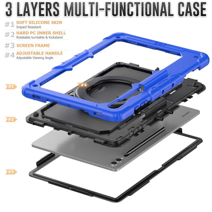 For Samsung Galaxy Tab S10 Ultra D Type Silicone Hybrid PC Tablet Case with Handle Holder(Blue) - Galaxy Tab S9 Ultra Cases by buy2fix | Online Shopping UK | buy2fix