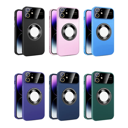 For iPhone 11 Large Glass Window Magnetic Magsafe Phone Case with Lens Film(Black) - iPhone 11 Cases by buy2fix | Online Shopping UK | buy2fix