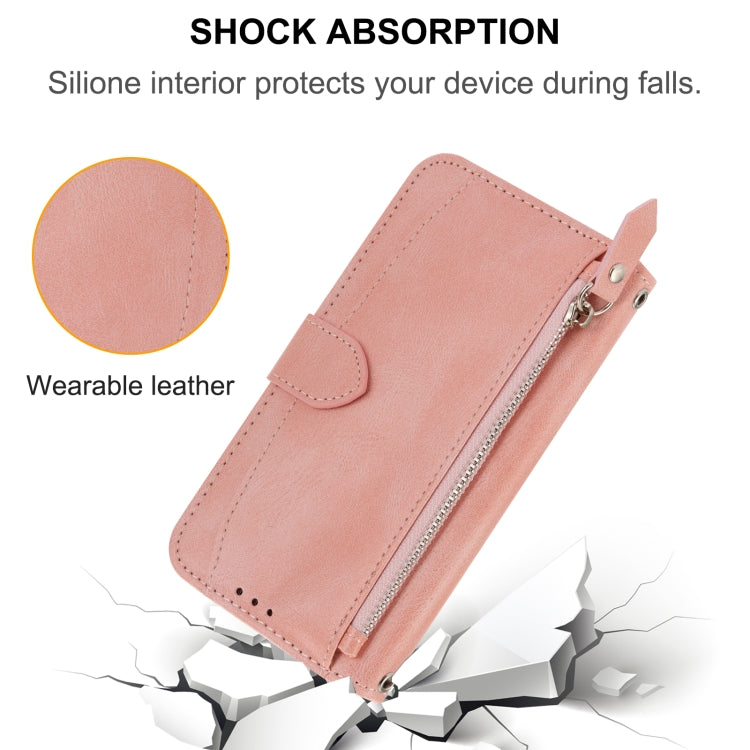 For iPhone 16 Oil Skin Zipper Wallet Leather Phone Case(Pink) - iPhone 16 Cases by buy2fix | Online Shopping UK | buy2fix