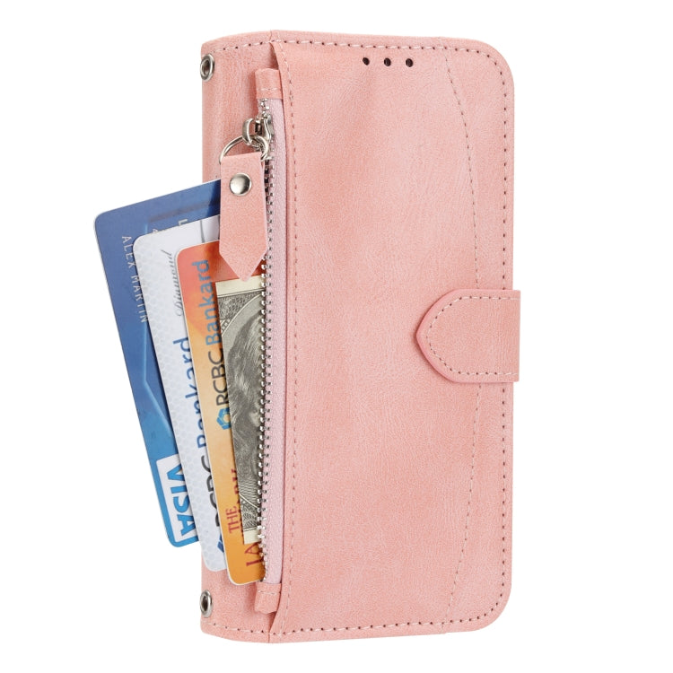 For iPhone SE 2024 Oil Skin Zipper Wallet Leather Phone Case(Pink) - More iPhone Cases by buy2fix | Online Shopping UK | buy2fix