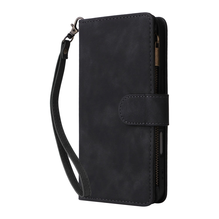 For iPhone 16 Crossbody Multi-card Slot Wallet Zipper Leather Phone Case(Black) - iPhone 16 Cases by buy2fix | Online Shopping UK | buy2fix