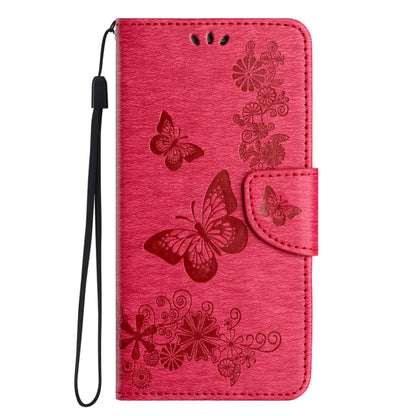 For iPhone 16 Butterfly Embossed Flip Leather Phone Case(Red) - iPhone 16 Cases by buy2fix | Online Shopping UK | buy2fix