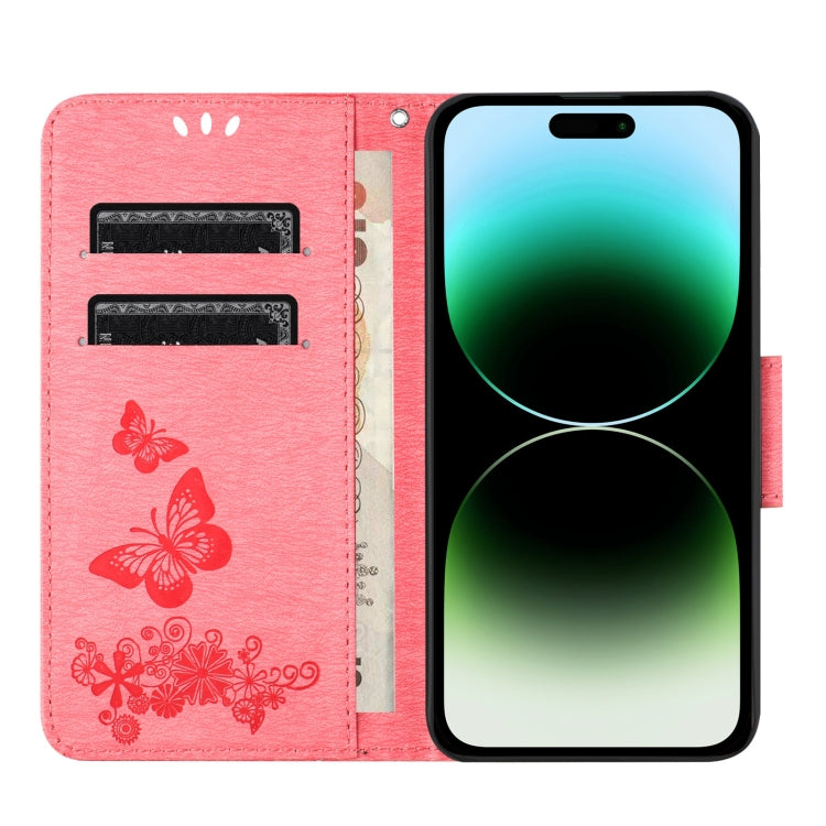 For iPhone 16 Pro Butterfly Embossed Flip Leather Phone Case(Pink) - iPhone 16 Pro Cases by buy2fix | Online Shopping UK | buy2fix