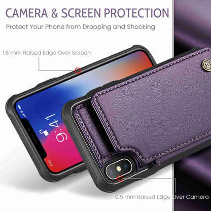 For iPhone XS / X CaseMe C22 Card Slots Holder RFID Anti-theft Phone Case(Purple) - More iPhone Cases by CaseMe | Online Shopping UK | buy2fix