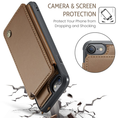 For iPhone SE 2022 / SE 2020 CaseMe C22 Card Slots Holder RFID Anti-theft Phone Case(Brown) - iPhone SE 2022 / 2020 / 8 / 7 Cases by CaseMe | Online Shopping UK | buy2fix