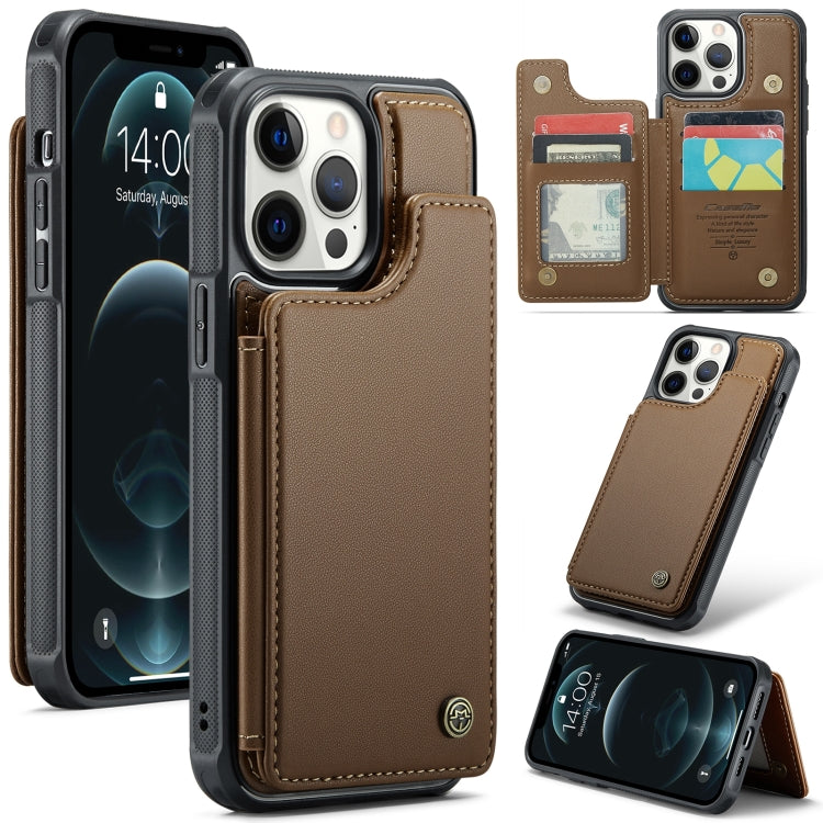 For iPhone 12 Pro Max CaseMe C22 Card Slots Holder RFID Anti-theft Phone Case(Brown) - iPhone 12 Pro Max Cases by CaseMe | Online Shopping UK | buy2fix