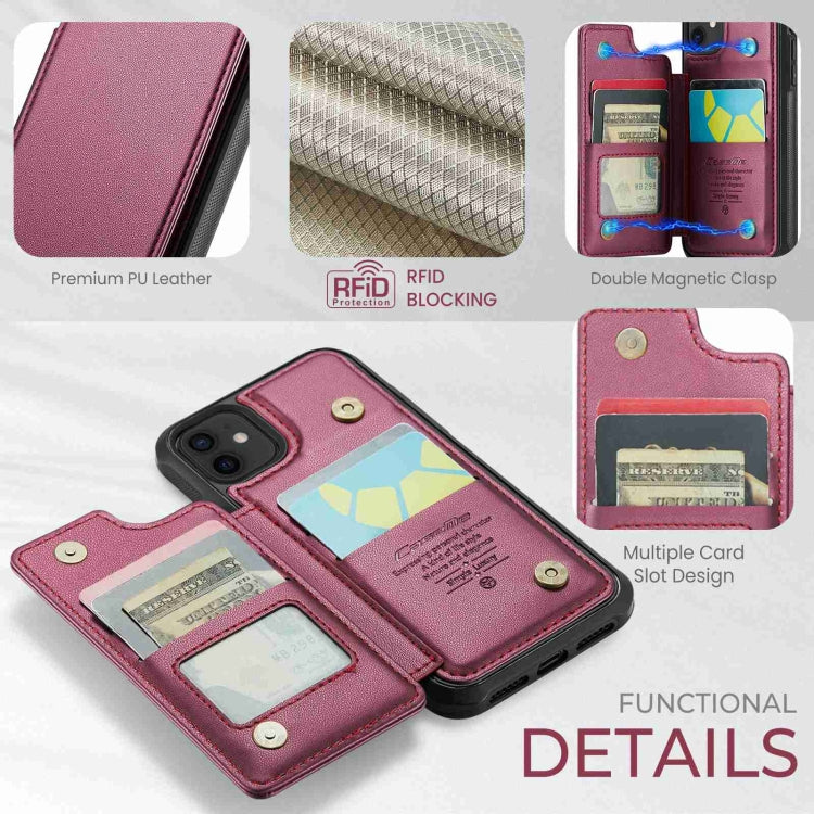 For iPhone 12 / 12 Pro CaseMe C22 Card Slots Holder RFID Anti-theft Phone Case(Wine Red) - iPhone 12 / 12 Pro Cases by CaseMe | Online Shopping UK | buy2fix