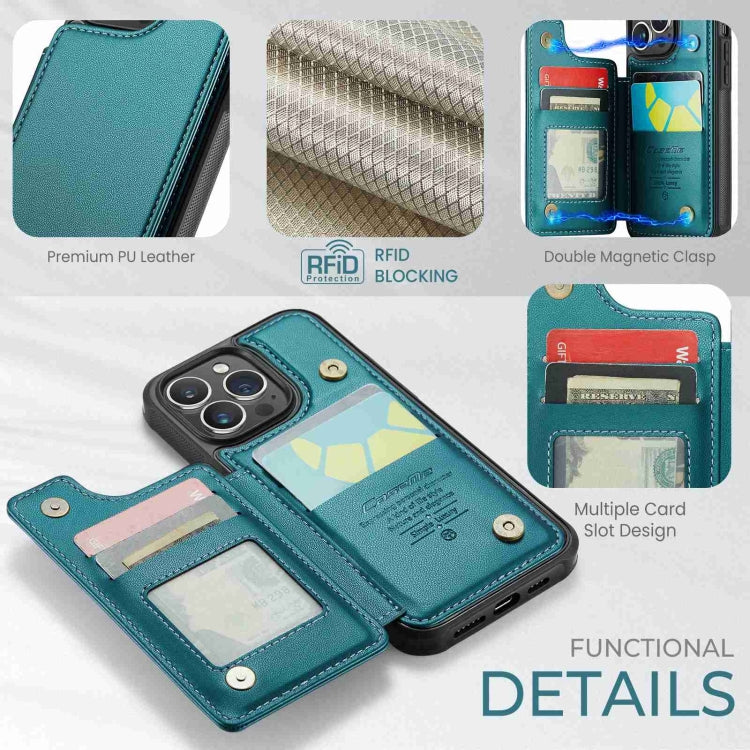 For iPhone 14 Pro Max CaseMe C22 Card Slots Holder RFID Anti-theft Phone Case(Blue Green) - iPhone 14 Pro Max Cases by CaseMe | Online Shopping UK | buy2fix