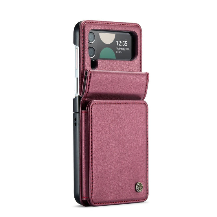 For Samsung Galaxy Z Flip4 5G CaseMe C22 PC+TPU Business Style RFID Anti-theft Leather Phone Case(Wine Red) - Galaxy Z Flip4 5G Cases by CaseMe | Online Shopping UK | buy2fix