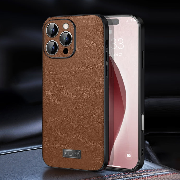 For iPhone 16 Pro Max SULADA Shockproof TPU Hybrid Handmade Leather Phone Case(Brown) - iPhone 16 Pro Max Cases by SULADA | Online Shopping UK | buy2fix