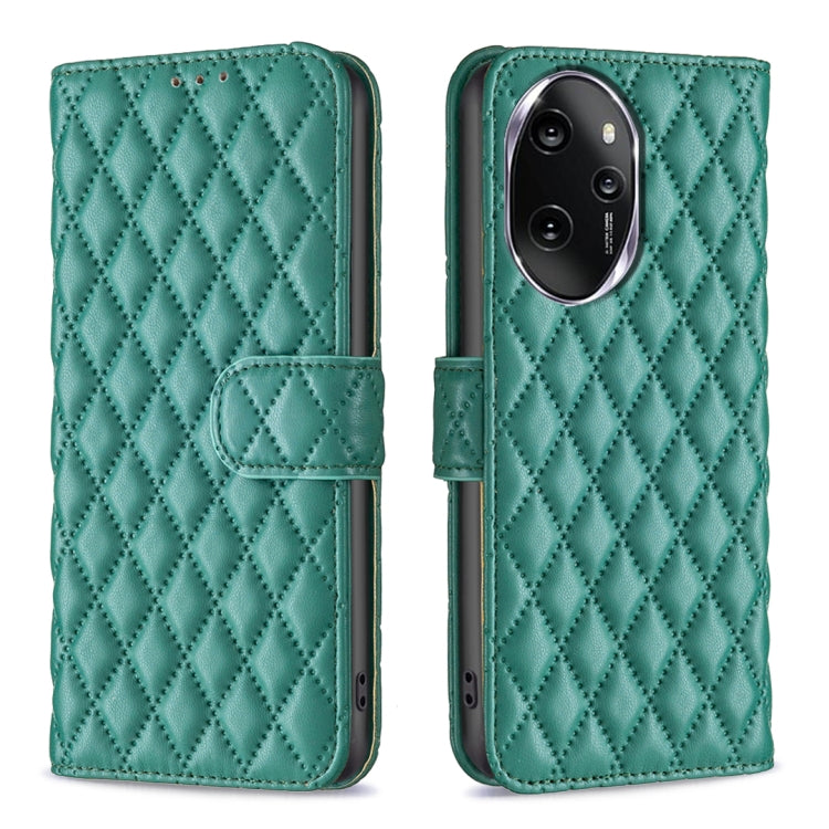 For Honor 100 Pro Diamond Lattice Wallet Flip Leather Phone Case(Green) - Honor Cases by buy2fix | Online Shopping UK | buy2fix