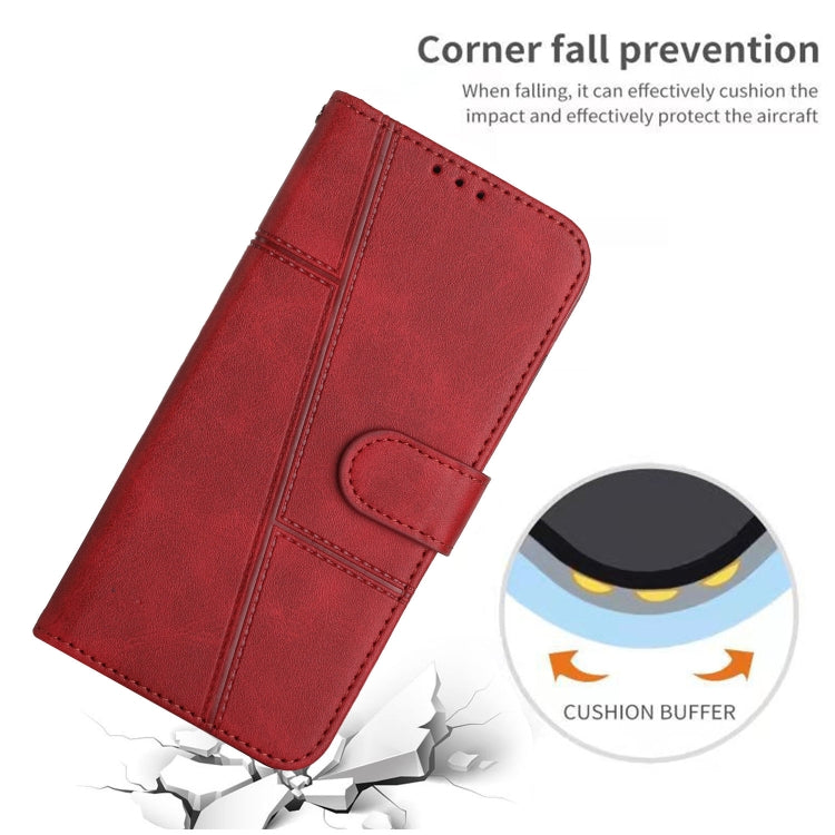 For Motorola Moto G Play 5G 2024/G 5G 2024 Stitching Calf Texture Buckle Leather Phone Case(Red) - Motorola Cases by buy2fix | Online Shopping UK | buy2fix