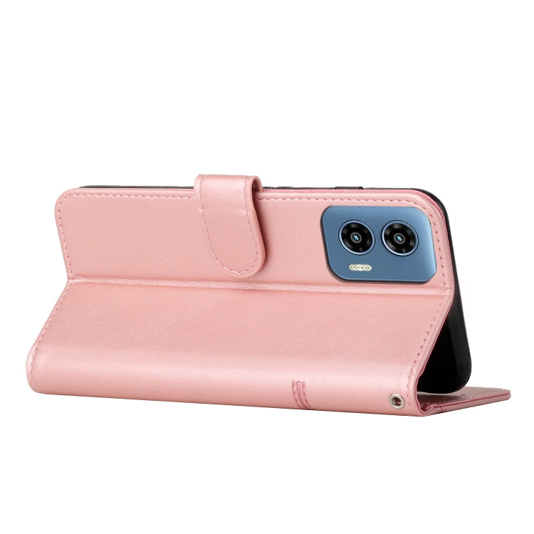 For Motorola Moto G Play 5G 2024/G 5G 2024 Stitching Calf Texture Buckle Leather Phone Case(Rose Gold) - Motorola Cases by buy2fix | Online Shopping UK | buy2fix