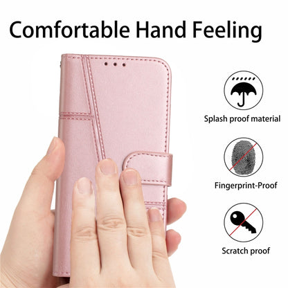 For Motorola Moto G Play 5G 2024/G 5G 2024 Stitching Calf Texture Buckle Leather Phone Case(Rose Gold) - Motorola Cases by buy2fix | Online Shopping UK | buy2fix