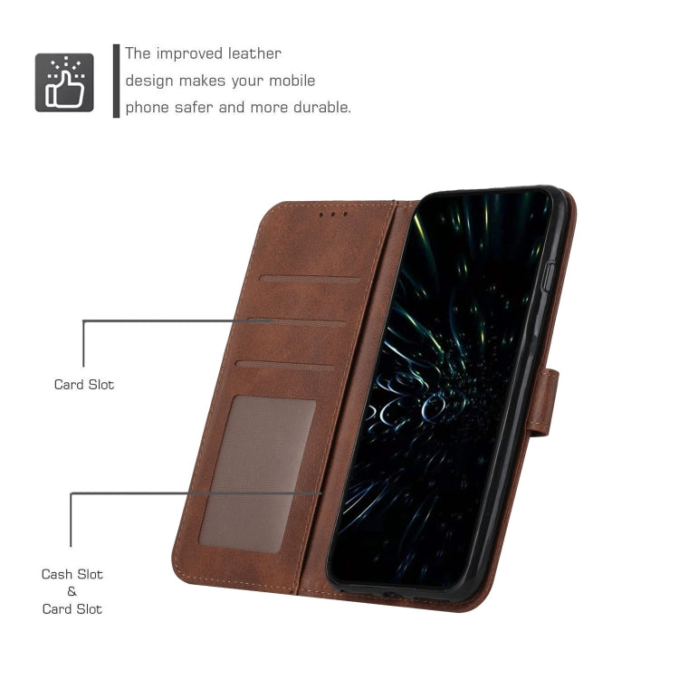 For Motorola Edge 2024 Stitching Calf Texture Buckle Leather Phone Case(Brown) - Motorola Cases by buy2fix | Online Shopping UK | buy2fix